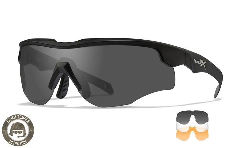 WILEY X SCHUTZBRILLE ROGUE COMM BLACK - SMOKE GREY + CLEAR + LIGHT RUST