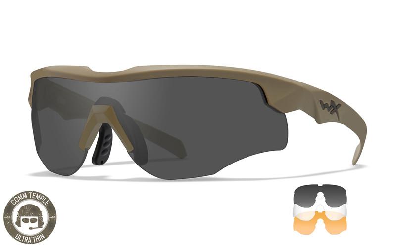 WILEY X SCHUTZBRILLE ROGUE COMM TAN - SMOKE GREY + CLEAR + LIGHT RUST