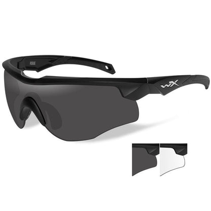 WILEY X SCHUTZBRILLE ROGUE BLACK - SMOKE GREY + CLEAR